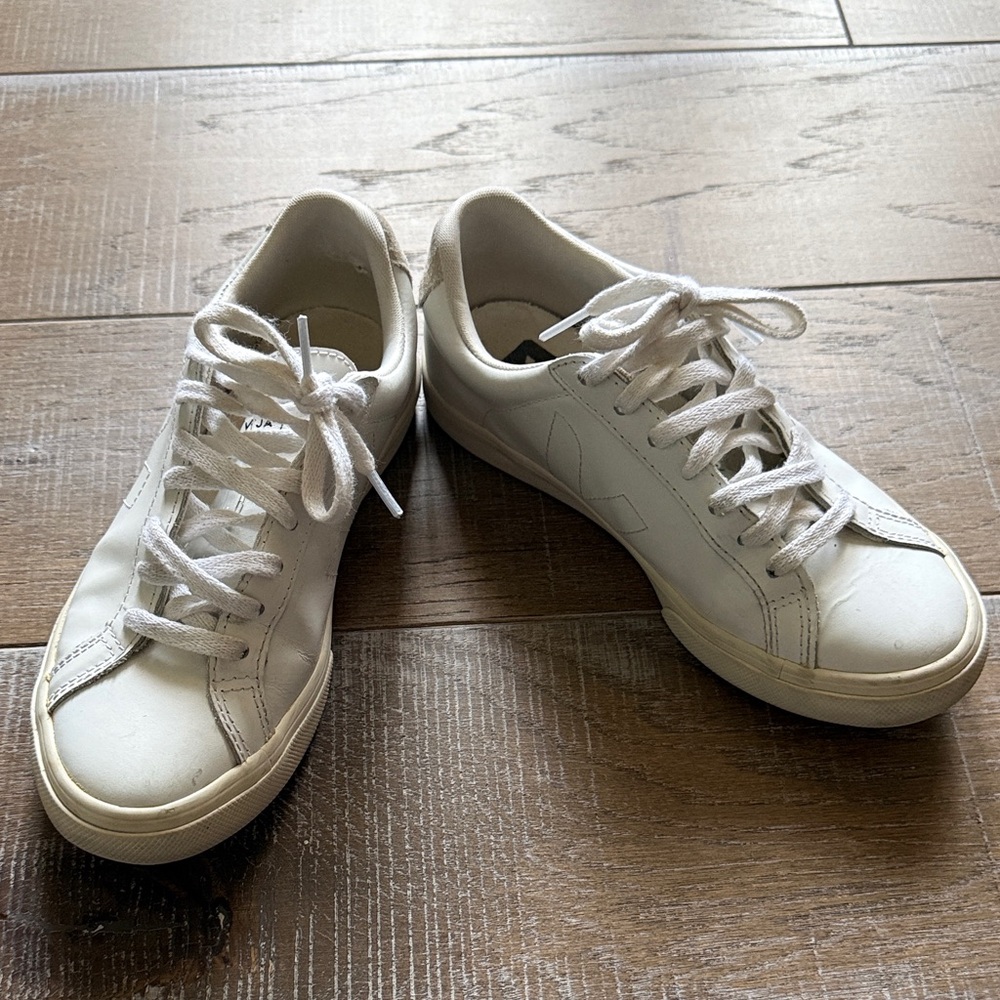 Veja White and Tan Sneakers